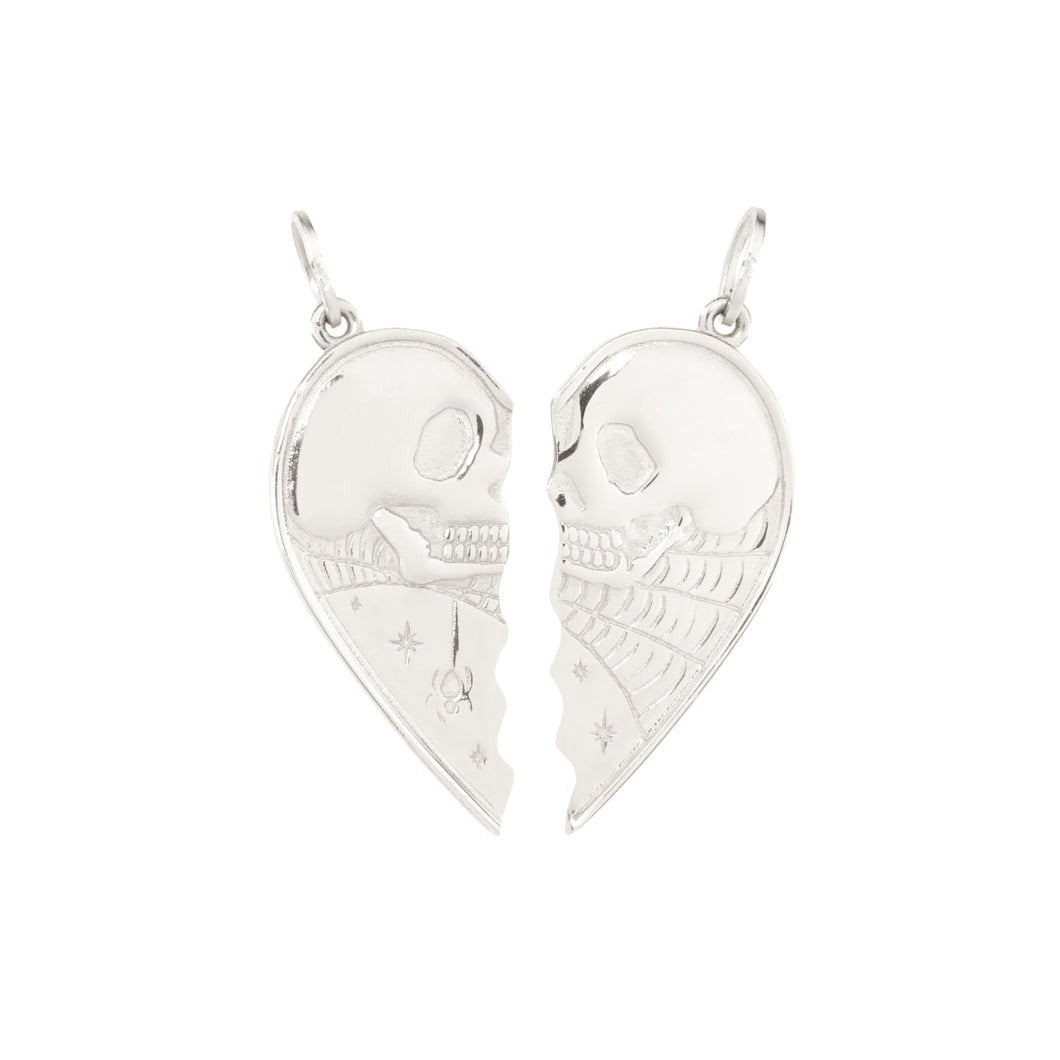 Phoebe x Catbird Kissing Skull Friends Charms Silver
